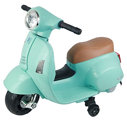 TURBO CHALLENGE - Porteur Vespa GTS Électrique -119151 - Vert d'eau - Batterie 6V + Chargeur USB Inclus - Poids Max 25 Kg - À Partir de 18 Mois