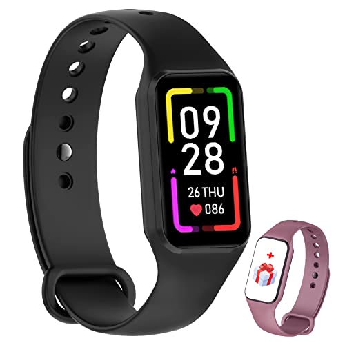 IOWODO Montre Connectée Femme Homme, Smartwatch, Montre de Sport, Étanche,Oxymètre Podomètre,Cardiofrequencemètre, Calories,Fitness pour Android iOS avec (Noir)