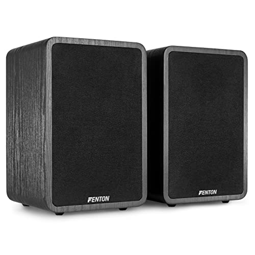 Fenton SHFB65 Enceintes Bibliothèques Passives 6,5”, 200 Watts, Woofer 6,5” et Tweeter 3”, Pieds Caoutchouc Anti-Glissement, Borniers à Vis, Idéal pour HiFi Stéréo