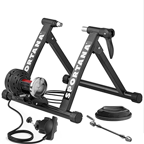 Sportana Home Trainer vélo Max. 150kg entraîneur vélo Noir Pliable Acier 26'/28' Support 6 Niveaux de résistance Frein