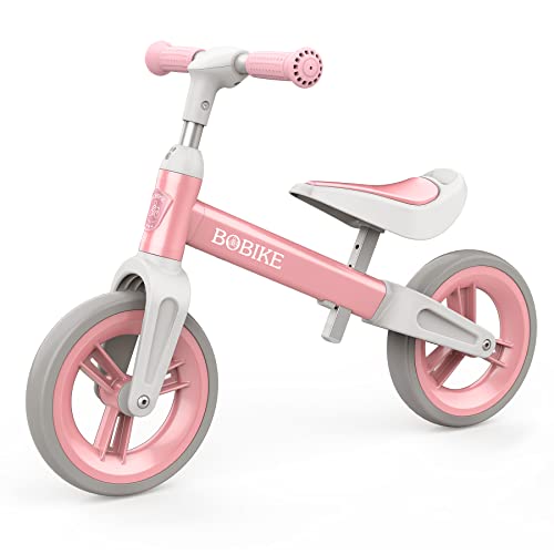 Draisienne Enfants sans Pédales de 1.5-4 ans Jusqu'à 25 kg, Volant et Selle Réglables en hauteur, Antivol de Direction, Léger pour Garçons Filles,Rose