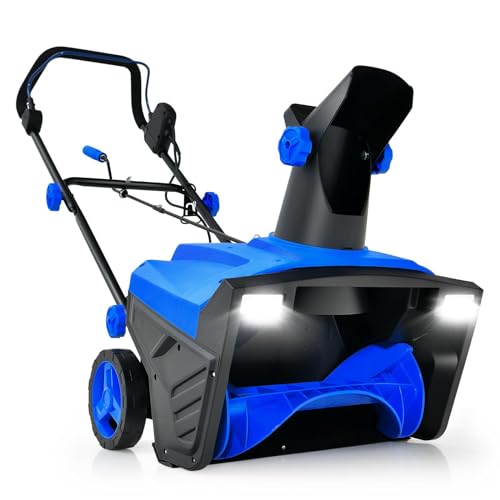 GOPLUS Souffleuse à Neige Électrique 2300 W, Largeur de Travail de 50CM, Déneigeuse Filaire avec Distance de Projection 9 M & Lumières LED, Chasse-Neige Puissant pour Jardins, Trottoirs (Bleu)