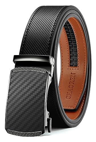 CHAOREN Ceinture Homme, Ceinture Homme Cuir avec Boucle à Cliquet Automatique, Ceinture de 35mm de Large, avec Boîte Cadeau, Ceintures Homme Ajustable et Découpée