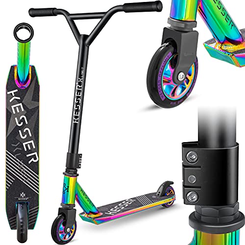 KESSER® Trottinette | Trottinette de Loisir | Trottinette Freestyle X-Limit | Direction à 360°, avec roulement à Billes ABEC 9 de 100 mm, Roues en polyuréthane | Trottinette Solide, Rainbow