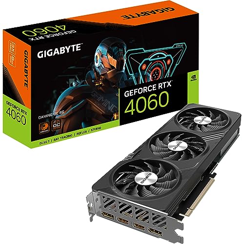 Gigabyte NVIDIA GeForce RTX 4060 GAMING OC Carte graphique - 8GB GDDR6, 128-bit, PCI-E 4.0, 2550MHz Core Clock, 2x DP 1.4, 2x HDMI 2.1a, NVIDIA DLSS 3 - GV-N4060GAMING OC-8GD