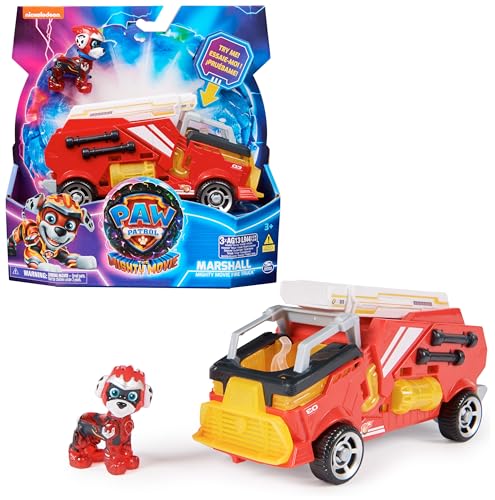 Paw Patrol - Pat Patrouille - Véhicule + Figurine Marcus du Film - Voiture Figurine À Collectionner - Sons Lumières - Pat Patrouille Jouet - Voiture pour Enfant 3 Ans et +