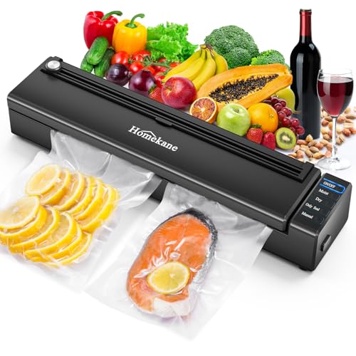 HOMEKANE Machine Sous Vide Alimentaire 5 en 1, Machine Sous Vide pour Aliments Secs et Humides, Machine à vide Appareil avec Couteau de Coupe, Sacs Sous Vide et tuyau Inclus