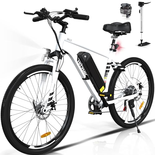 HITWAY Vélo Électrique, VTT Électrique avec Batterie au Lithium Amovible 36V12Ah/48V15Ah, Ville E-Bike avec 7 Vitesses, Moteur 250Wh, Autonomie 35-90km pour Adulte