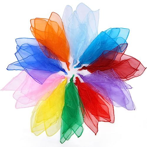 30 pcs Foulard de Jonglage, Foulards de Danse, Foulards de Gymnastique, Foulards de Performance pour Enfants de Maternelle pour la Danse, Le jonglage, Les Jeux, 60 x 60 cm Foulards colorés