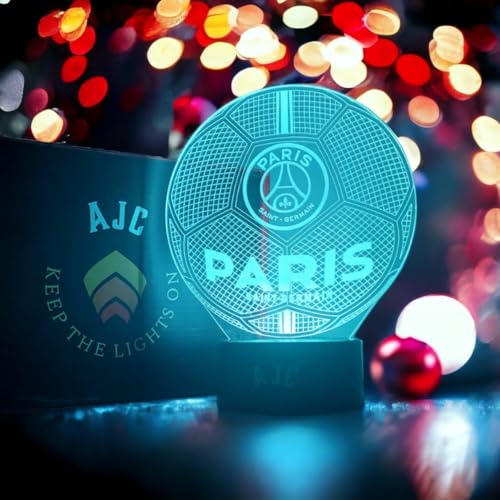 A&J Creations veilleuse 3d pour enfants,adultes-ballon officiel psg 2023-idee cadeau anniversaire,Noël,fêtes pour fans de football