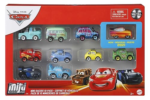 Mattel Disney Pixar Cars mini-véhicules, coffret 10 petites voitures miniatures, modèle aléatoire, jouet pour enfant, GKG08