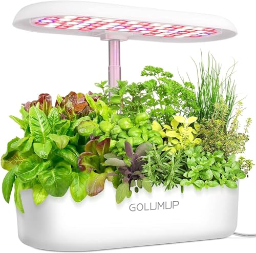 GOLUMUP Potager d'intérieur 12 Pots Jardin Interieur avec 4 Modes de Croissance Intelligents, Smart Garden de 26W Lumière LED, Hauteur Réglable 20-50cm