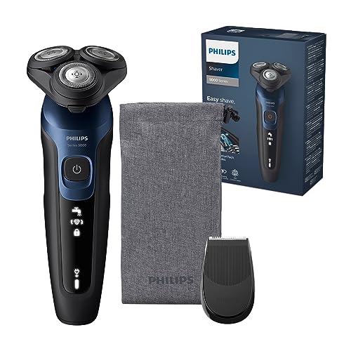 Philips Rasoir Series 5000 - rasoir électrique pour homme Wet & Dry bleu métallisé, avec tondeuse de précision et pochette souple de voyage (modèle S5465/18)