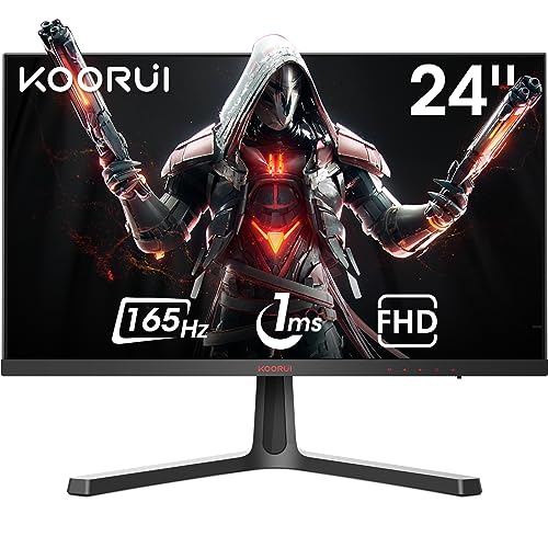 KOORUI Ecran PC Gaming 24 Pouces - Full HD (1920 x 1080), VA, Ecran 144hz 165Hz, 1ms, DCI-P3 85%, AdaptiveSync Technologie, HDMI X2, DP Noir