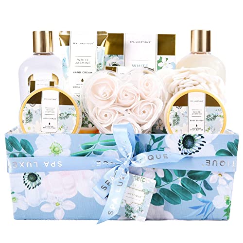 Spa Luxetique Coffret Cadeau Femme - 12pcs Coffret de Bain et de Soins, Coffret Soin Beaute Parfum de Jasmin, Bain Moussant, Cadeau pour Anniversaire et des FêTes