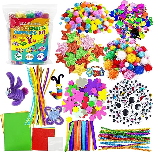 Lubibi Kit Creatif Enfant,Kits de Loisirs Créatifs Bricolage Enfant,Avec Pompons, Yeux Oscillants, Paillettes, Tissu de Feutre, Fleurs EVA Set Créatif Enfant,Convient Pour 4+ Enfants Garçons et Filles