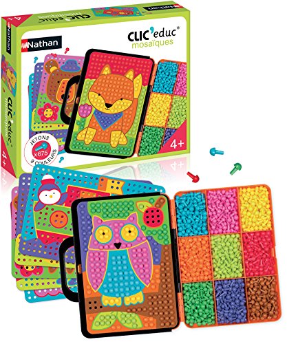 Nathan - Clic Educ Mosaïques - jeu de société - jeu d'apprentissage et reconnaissance des couleurs - développe la motricité fine et la créativité - 675 pions - loisirs créatifs - enfant 4 ans