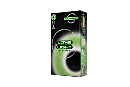 LOVE LIGHT - Préservatifs Lubrifiés En Latex Avec Réservoir - Phosphorescents - Surface Lisse - Lot De 12