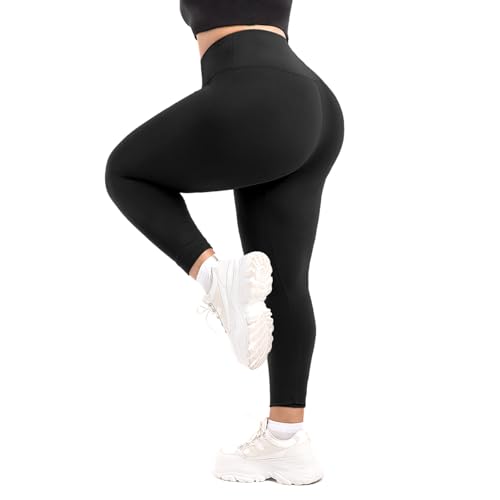 SINOPHANT Leggings Femmes Taille Haute Grandes Tailles, Leggings Sport Femmes pour Gym Outdoor Noir 4XL