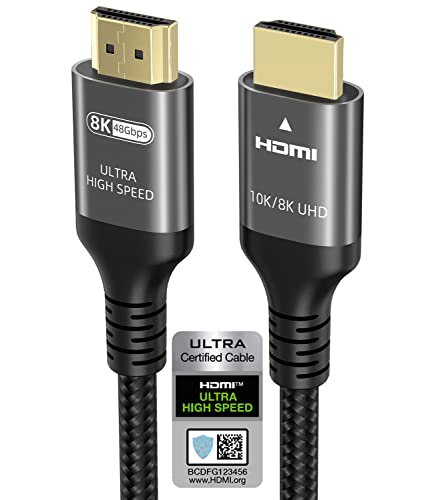 Ubluker 10K 8K 4K Câble HDMI 48Gbps 1.5M, Certifié Ultra Haut Débit HDMI® Cable 4K 240Hz 144Hz 120Hz 8K60Hz 0,01ms HDR10+ ARC eARC HDCP2.3 Netflix Roku TV PC Monitor Projecteur PS5 Xbox