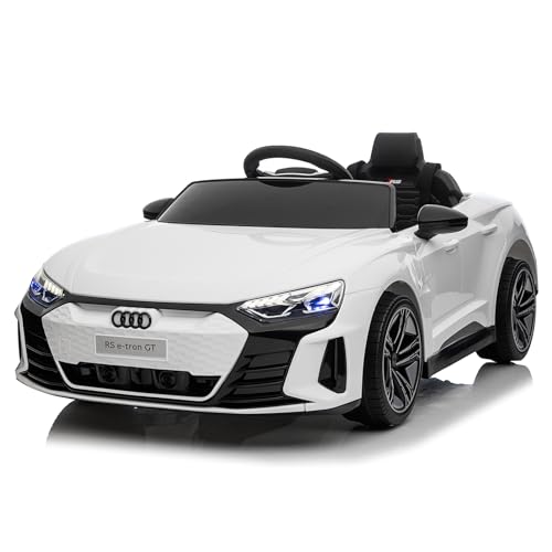 LALAHO Voiture véhicule électrique Enfant Audi avec Télécommande 2.4G, 12 V Véhicule électrique Enfant 2 Portes avec MP3 (Blanc)