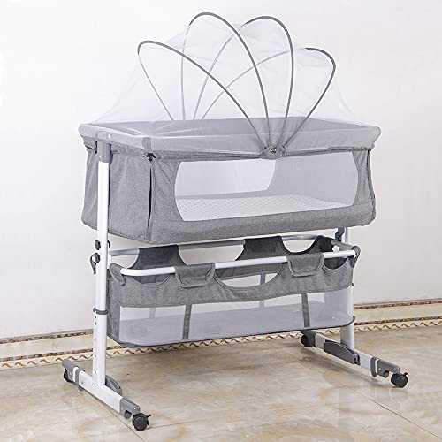 Berceau Cododo avec Matelas et Moustiquaire 2 in 1 Lit pour Les Bébés de 1 à 36 Mois Pliable 2 en 1 Berceau bébé Mobile Lit d'Appoint (92*58*70-90cm (Gris))