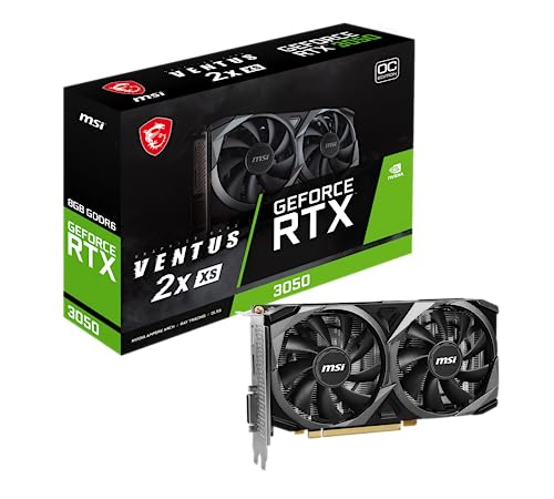 MSI GeForce RTX 3050 Ventus 2X XS 8G OC Carte Graphique - 8 Go GDDR6, 1807 MHz, PCI Express Gen 4, 128 Bits, DP v 1.4a, DL DVI-D, HDMI 2.1 (Prend en Charge 4K à 120 Hz)