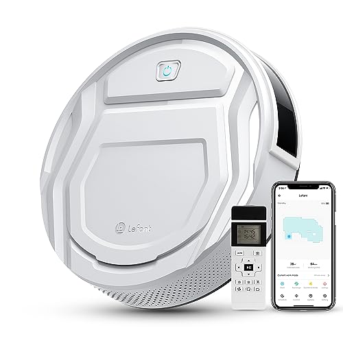 Lefant Aspirateur Robot avec Télécommande, 2200Pa Robot Aspirateur Autonomie Mince Silencieux, Connecté avec WiFi/Alexa/App, Programmable, Idéal pour Les Poils d'animaux Tapis Sols Durs, M210 Blanc