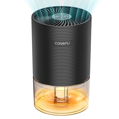 CONOPU Déshumidificateur d air Anti Moisissure, Déshumidificateur d air Electrique 23W, Déshumidificateur Cave Salle de bain Chambre, 7 Lumières de Couleur, Ultra-silencieux, Arrêt Automatique