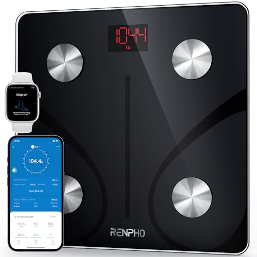 RENPHO Balance Pese Personne, Balance Connectée Bluetooth Pèse Personne Impédancemètre, Balance Impedancemetre avec 13 Données Corporelles (BMI/Graisse Corporelle/Masse Osseuse/BMR/Muscle/Eau), Elis 1