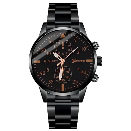 Retoo Montre Homme, Montre Analogiques, Diamètre du Boîtier 40 mm, Acier Inoxydable, Mécanisme À Quartz, Classique Entreprise Homme, Noir - Marron Doré, pour Les Restaurants, Les Bureaux, Les Églises