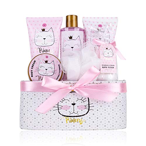 Accentra - coffret cadeau Princess Kitty pour filles & femmes - ensemble de douche comprenant avec bain moussant, gommage, gel de douche, & plus - Cadeau au parfum fruité dans une jolie boîte