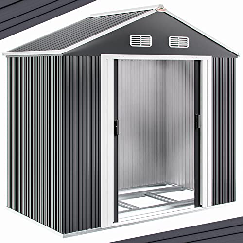 Deuba GARDEBRUK® Abri de Jardin métal XL 2m² Fondation 200x135x190cm Porte coulissante Anthracite cabane de Jardin cabanon Rangement Outils 4m³