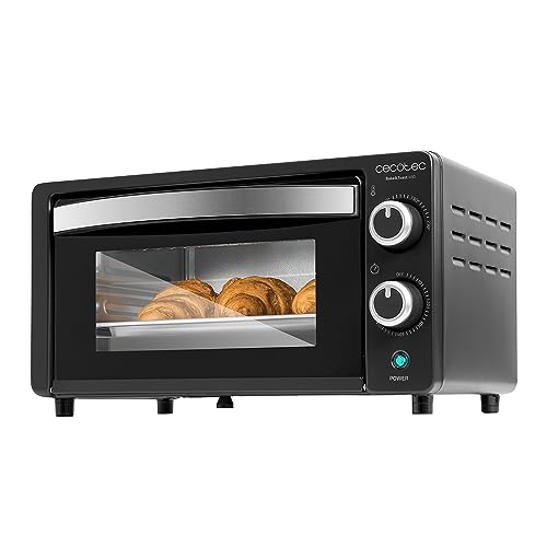 Cecotec Four de comptoir Bake&Toast 1090 Noir, 10 L, 1000 W, Minuteur 60 minutes, Température réglable jusqu'à 230ºC, plaque de cuisson, grille et une poignée avec des pinces.