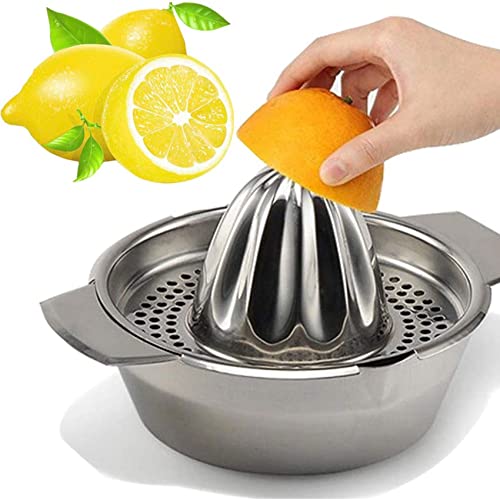 Presse Agrumes Manuel Citron Professionnel Inox Chaux Orange Juicer Couvercle en Acier Inoxydable Rotation Presse-Agrumes Tasse