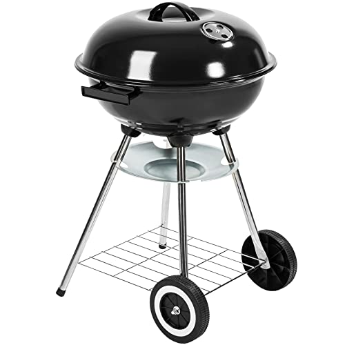 TecTake BBQ GRILL BARBECUE CHARBON DE BOIS FUMOIR SMOKER - diverses tailles au choix - (Barbecue rond avec couvercle et roues | No. 401665)