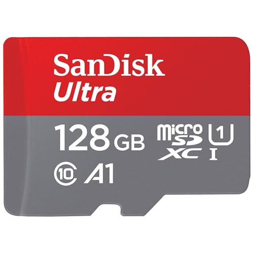 SanDisk 128 Go Ultra microSDXC, Carte micro sd + adaptateur SD (Pour Smartphone et Tablette, Video Full HDD, jusqu'à 140 Mo/s, UHS-I, La performance A1, Class 10, U1)