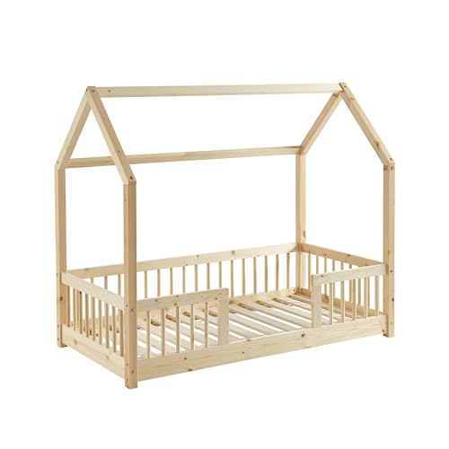BAÏTA - Lit enfent cabane Tiny pin Massif 70x140 sommier Inclus