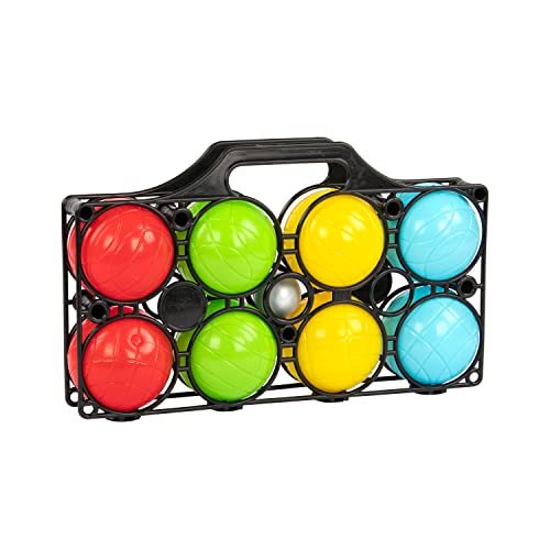 Idena 40409 Jeu de pétanque avec 8 Boules colorées, cochonnet et Panier de Transport, Jeu d'adresse pour Enfants et Adultes, Jeu de Sport pour l'extérieur, idéal pour l'été, dans Le Jardin ou Le Parc