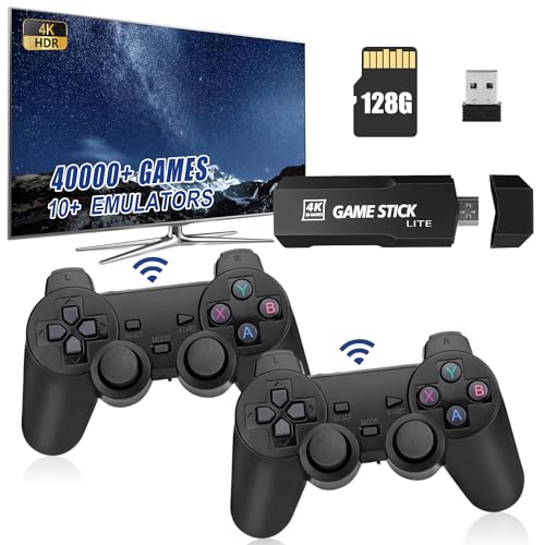 Console De Jeux,Console de Jeux Vidéo Rétro Game Stick 4K Retro avec 20000+ Jeux Classiques,Wireless Console Retro Emulateur Console Plug and Play Video Game Stick Built in Games (64G) (WD-52)