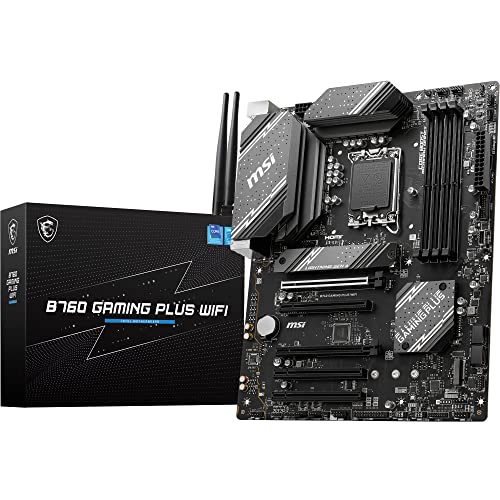 MSI B760 B760 GAMING PLUS WIFI Carte Mère, ATX - Pour Processeurs Intel Core 14e, 13e & 12e Génération, LGA 1700 - DDR5 Memory Boost 6800+MHz/OC, Slots PCIe 4.0 x16, Slots M.2 Gen4, Wi-Fi 6E