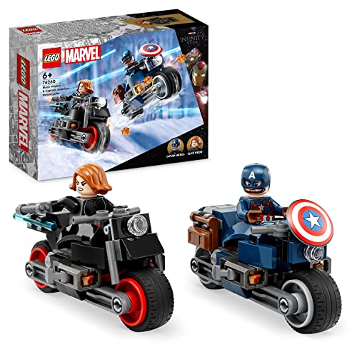 LEGO Marvel 76260 Les Motos de Black Widow et de Captain America, Jouet Avengers L'âge d'Ultron