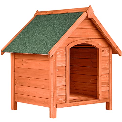 tectake® Niche pour Chien Exterieur en Bois Maison Chien Exterieur avec Toit Pointu Rabattable en Bitume résistant Niche pour Chien isolée Cabane Bois pour Chien pour Jardin, Cours, Veranda, Patio