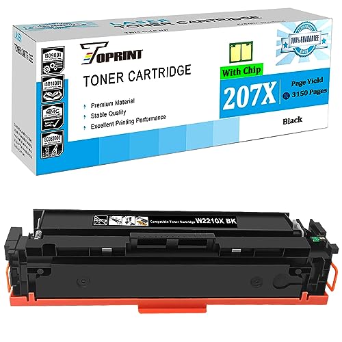 TOPRINT [avec Puce Cartouche de Toner Reconditionné W2210X 207X Noir 3150 Pages pour Imprimante HP Color Laserjet Pro M255 M255dw M255nw MFP M282 M282nw M283 M283fdw M283fdn M283cdw