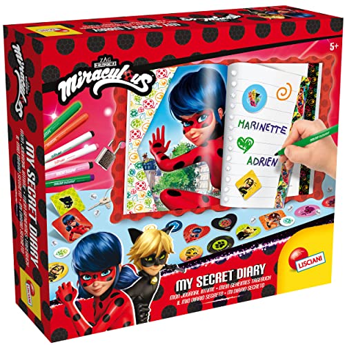 LISCIANI - MIRACULOUS Ladybug - Mon Journal Secret - Journal Intime à Personaliser Avec Cadenas - Loisirs Créatifs dès 4 ans - Feutres, Autocollants, Accessoires Inclus - Fabriqué en Italie