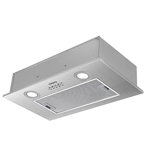 Ciarra Hotte Aspirante Encastrée - Hotte de Cuisine Intégrée - 300 m³/h - 52cm - Evacuation ou Recyclage - Filtre Charbon NON Inclus - 3 Vitesses - LED Eclairage - Inox - CBCS5913A