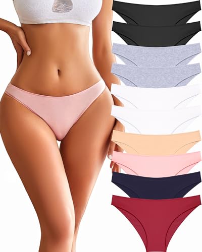 FINETOO Lot de 10 sous-vêtements Femme Coton sous-vêtements Respirants Slip Hipster Panties Confortable Ensemble Femme Sexy Multipack S-XL