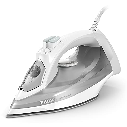 Philips Série 5000 Fer à Vapeur - Puissance 2 400 W, Débit Vapeur Continu 40 g/min, Effet Pressing 160 g, Semelle SteamGlide Plus Anti-Rayures, Système Anti-Goutte, Réservoir 320 ml (DST5010/10)