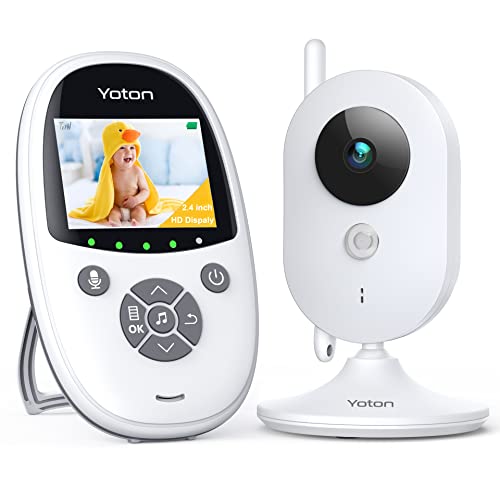 YOTON Babyphone Caméra, Babyphone Écran de 2.4" sans WiFi, Vision Nocturne Infrarouge, Audio Bidirectionnel, Affichage de la Température, Mode VOX Intelligent, 10 Berceuses