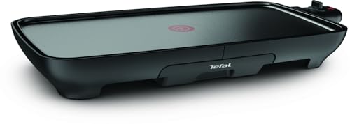 TEFAL Malaga Plancha électrique, Revêtement antiadhésif, 2000 W, Thermostat réglable, 6 à 8 personnes, Fonction Thermo-Spot, Bac à jus, Compatible lave-vaisselle CB501812, Noir